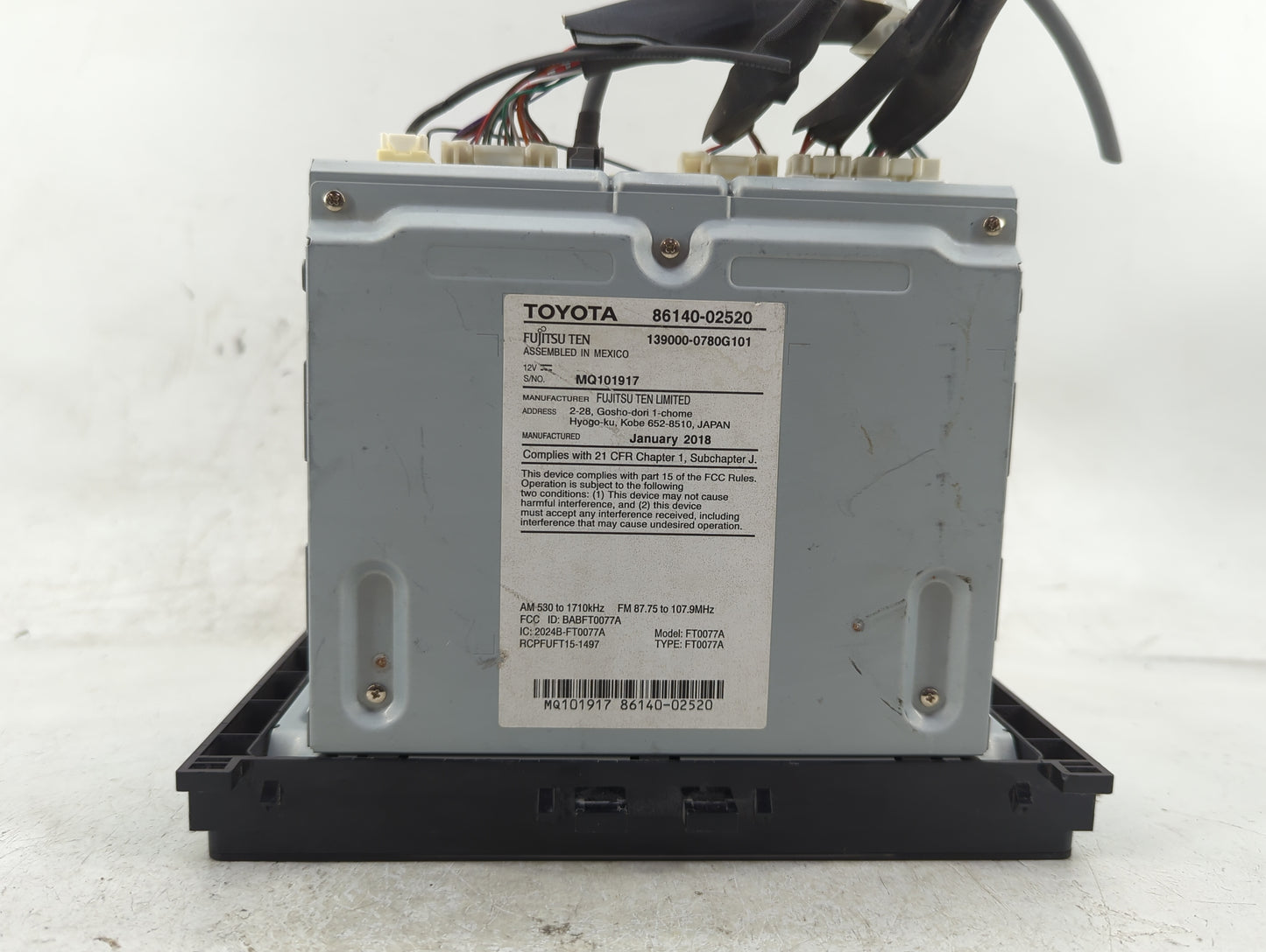 2017-2019 Toyota Corolla Radio AM FM Cd Player Receiver Replacement P/N:86140-02520 Fits Fits 2017 2018 2019 OEM Used Auto P