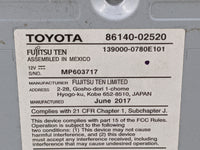 2017-2019 Toyota Corolla Radio AM FM Cd Player Receiver Replacement P/N:86140-02520 139000-0780E101 Fits Fits 2017 2018 2019