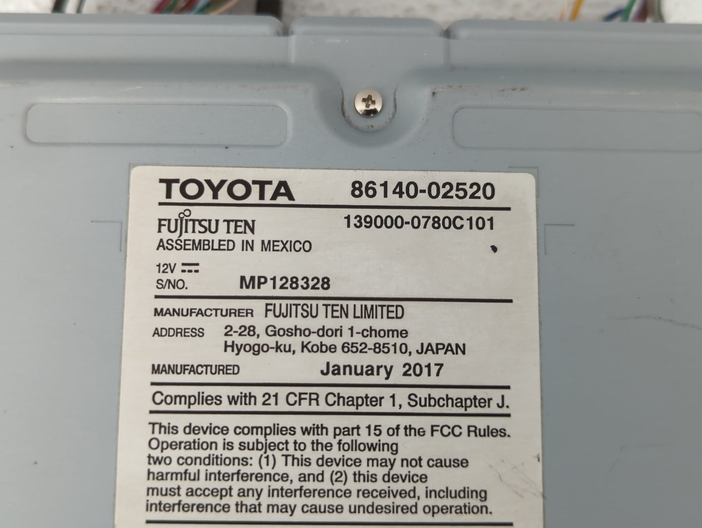 2017-2018 Toyota Corolla Radio AM FM Cd Player Receiver Replacement P/N:86140-02521 86140-02520 Fits Fits 2017 2018 OEM Used