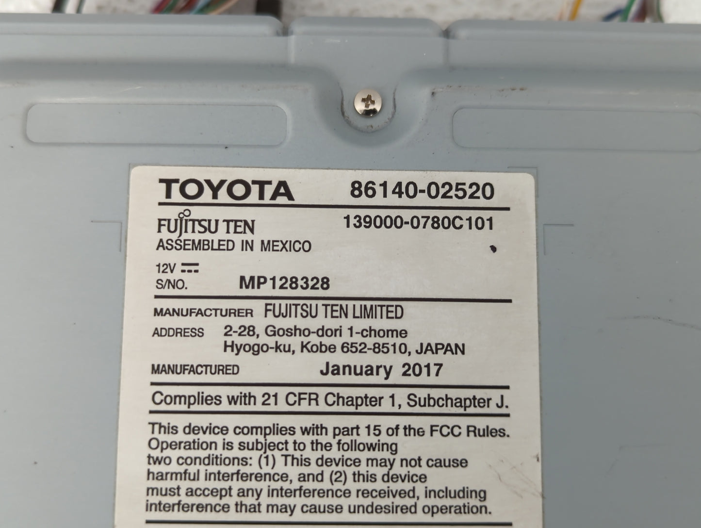 2017-2018 Toyota Corolla Radio AM FM Cd Player Receiver Replacement P/N:86140-02521 86140-02520 Fits Fits 2017 2018 OEM Used