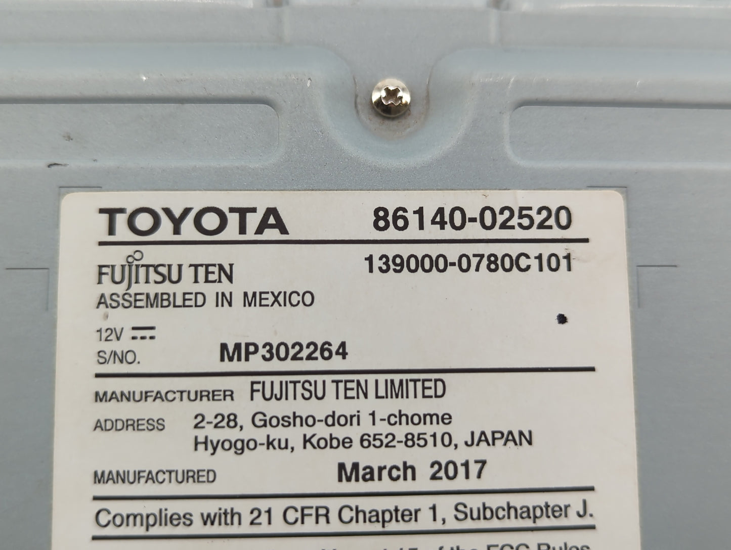 2017-2019 Toyota Corolla Am Fm Cd Player Radio Receiver - Oemusedautoparts1.com