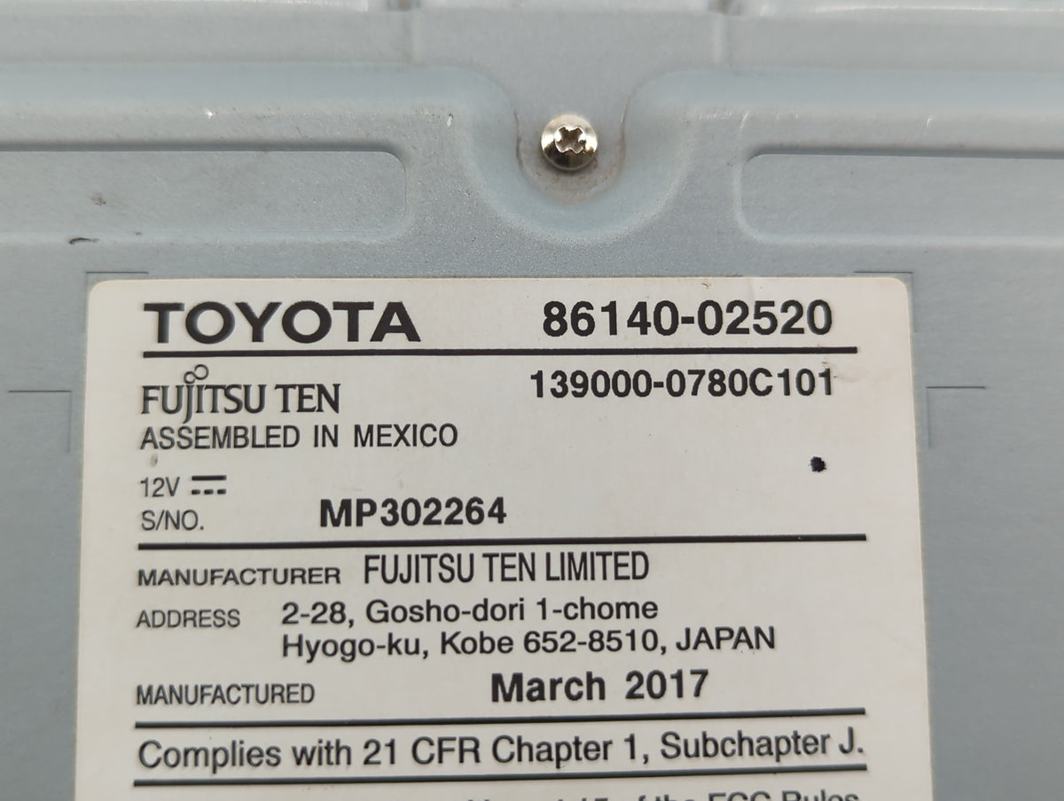 2017-2019 Toyota Corolla Am Fm Cd Player Radio Receiver 554157 - Oemusedautoparts1.com