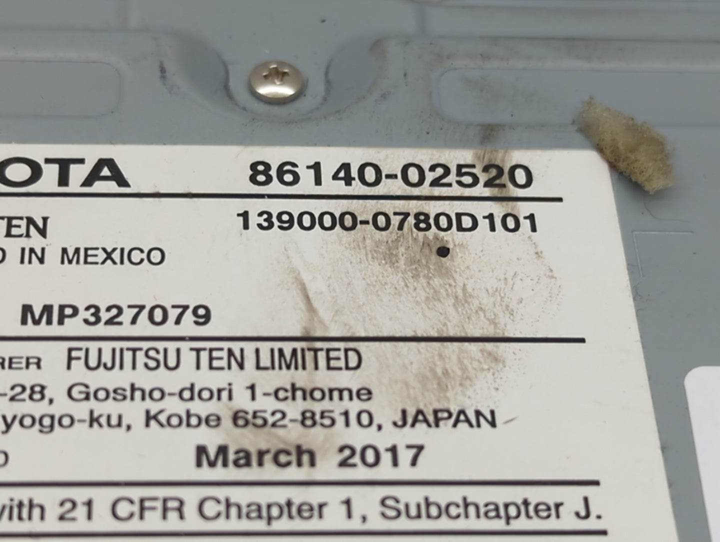 2017 Toyota Corolla Information Display Screen 627062 - Oemusedautoparts1.com
