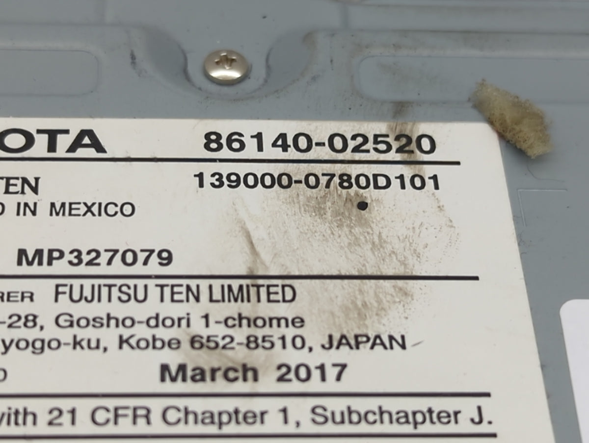 2017 Toyota Corolla Information Radio Display Screen 627062 - Oemusedautoparts1.com