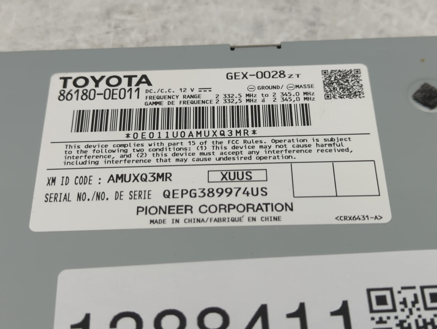 2014-2019 Toyota Highlander Radio AM FM Cd Player Receiver Replacement P/N:86180-0E011 Fits OEM Used Auto Parts - Oemusedaut