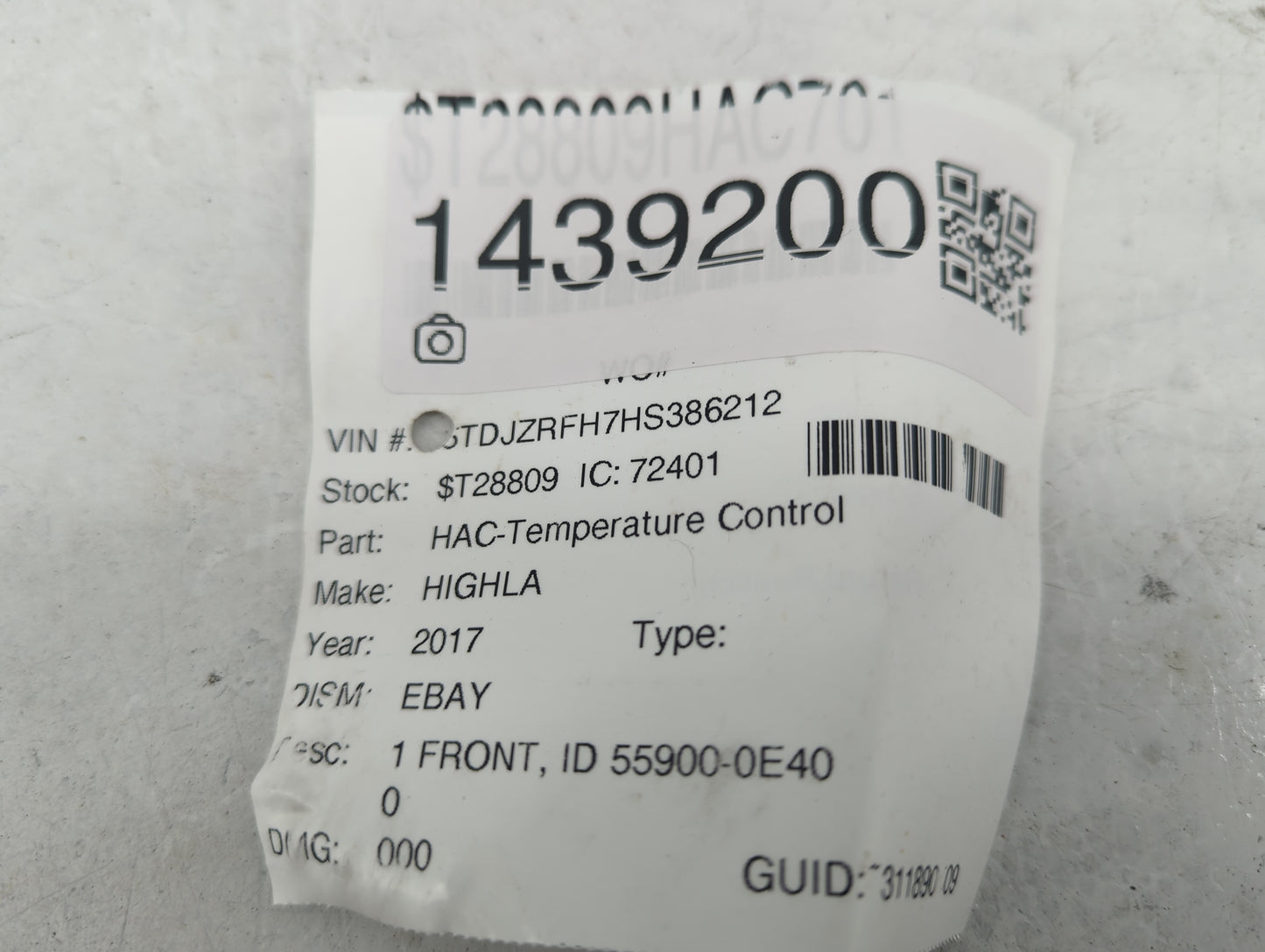 2014-2019 Toyota Highlander Climate Control Module Temperature AC/Heater Replacement P/N:55900-0E40 Fits OEM Used Auto Parts