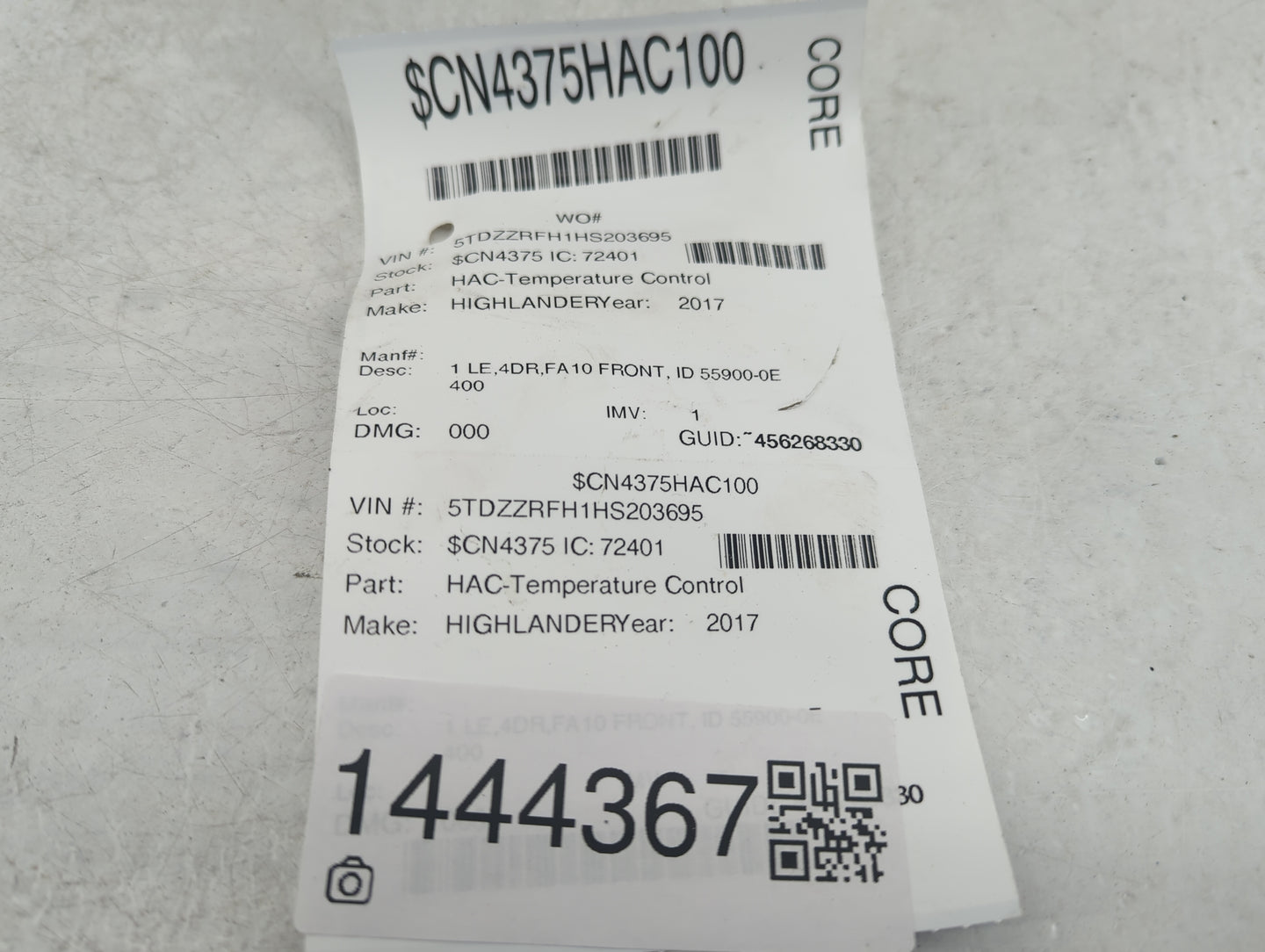 2014-2019 Toyota Highlander Climate Control Module Temperature AC/Heater Replacement P/N:55900-0E400 Fits OEM Used Auto Part