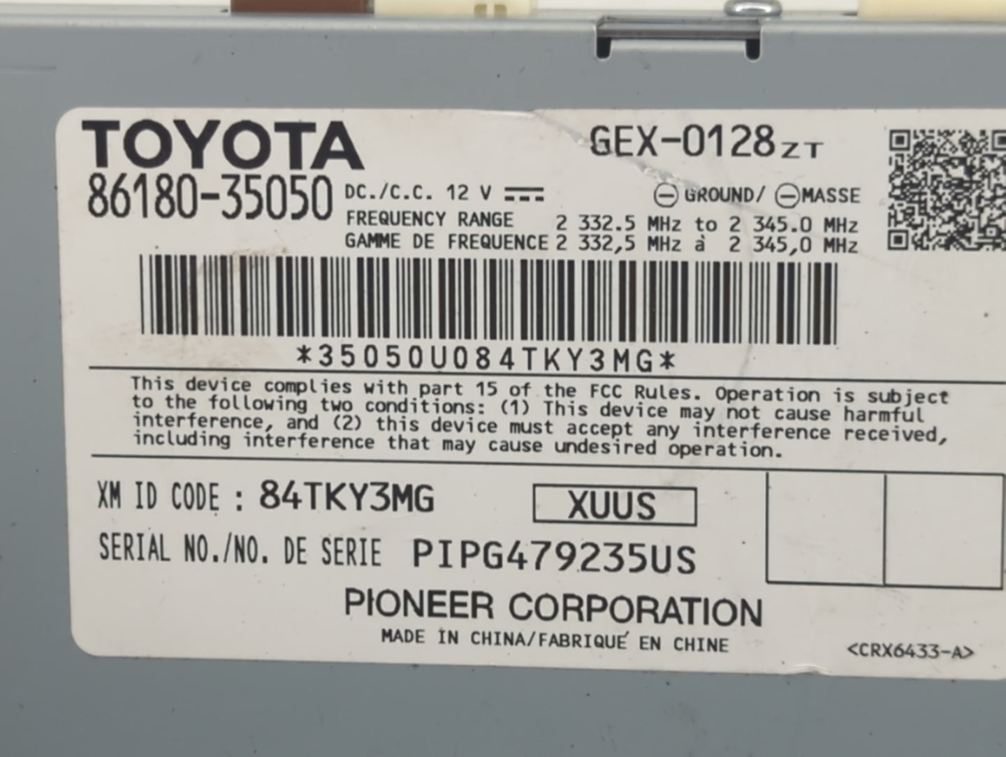 2015-2022 Toyota Prius Radio AM FM Cd Player Receiver Replacement P/N:86180-35050 Fits OEM Used Auto Parts - Oemusedautopart