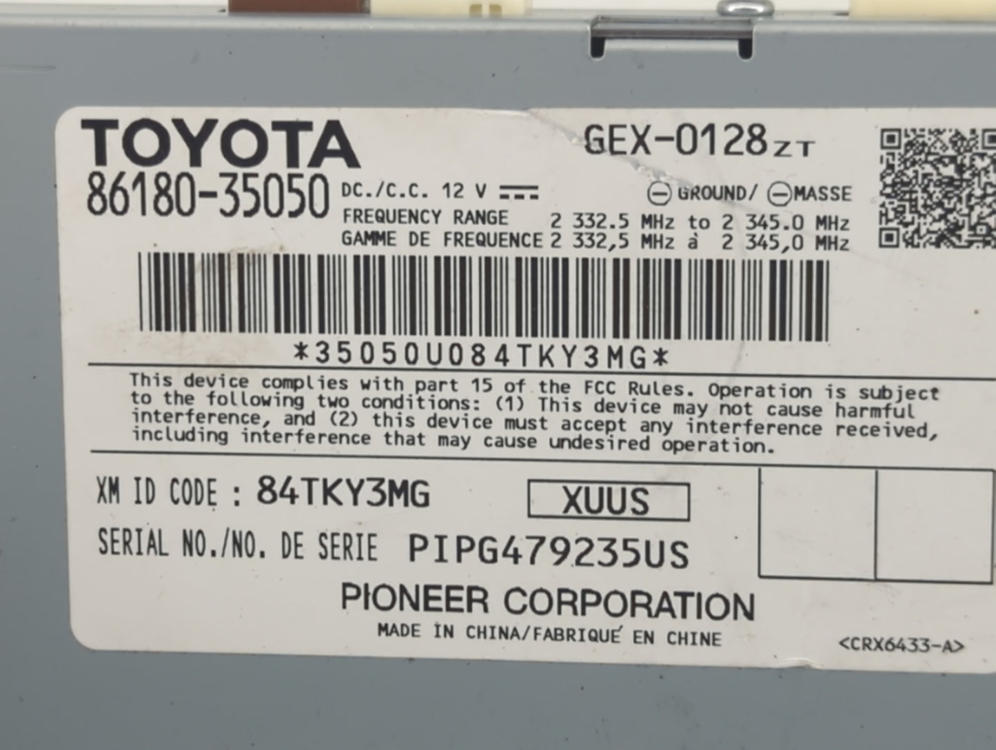 2015-2022 Toyota Prius Radio AM FM Cd Player Receiver Replacement P/N:86180-35050 Fits OEM Used Auto Parts - Oemusedautopart