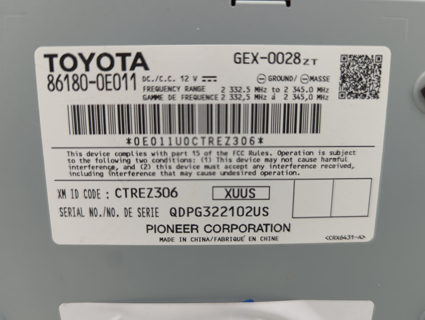 2015-2017 Toyota Sienna Radio AM FM Cd Player Receiver Replacement P/N:86180-0E011 Fits OEM Used Auto Parts - Oemusedautopar