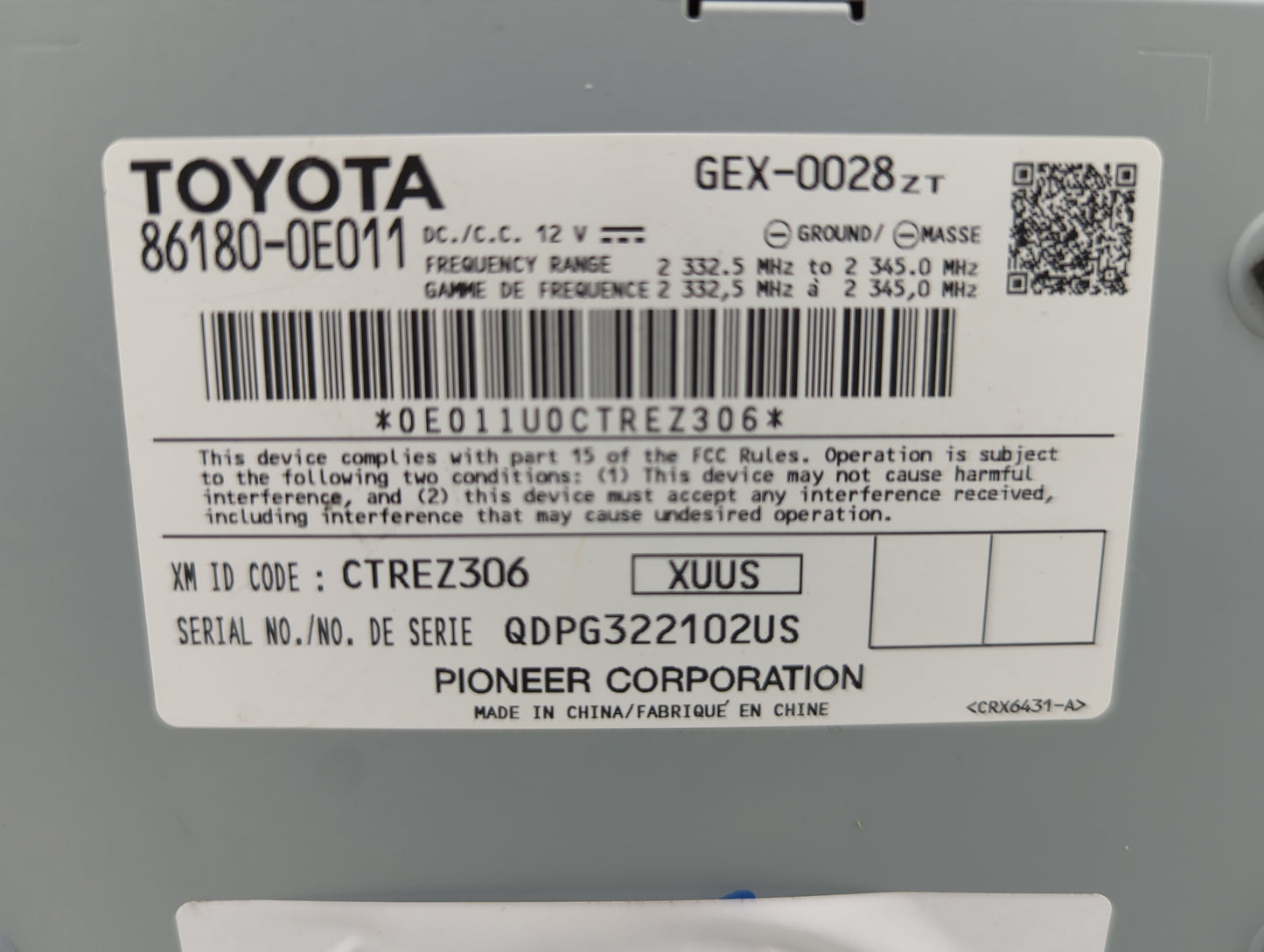 2015-2017 Toyota Sienna Radio AM FM Cd Player Receiver Replacement P/N:86180-0E011 Fits OEM Used Auto Parts - Oemusedautopar