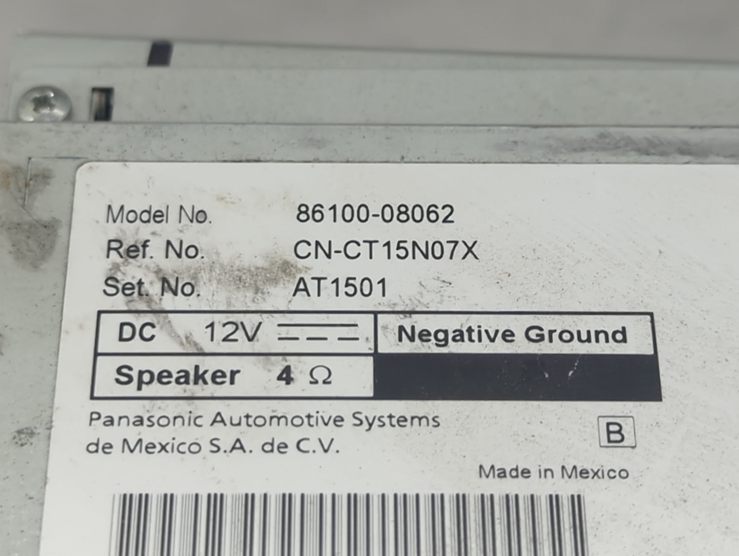 2015-2017 Toyota Sienna Radio AM FM Cd Player Receiver Replacement P/N:86100-08062 CN-CT15N07X, AT1501 Fits Fits 2015 2016 2