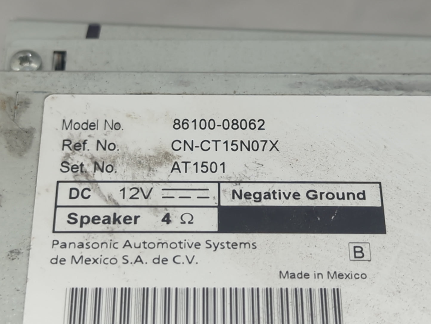 2015-2017 Toyota Sienna Radio AM FM Cd Player Receiver Replacement P/N:86100-08062 CN-CT15N07X, AT1501 Fits Fits 2015 2016 2