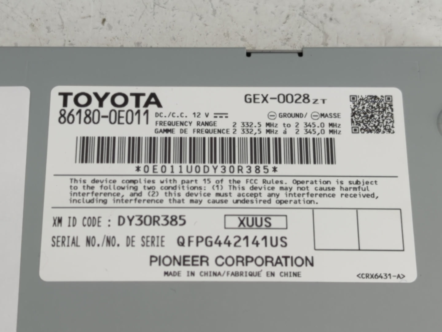 2016-2019 Toyota Tacoma Radio AM FM Cd Player Receiver Replacement P/N:86180-0E011 Fits Fits 2016 2017 2018 2019 OEM Used Au