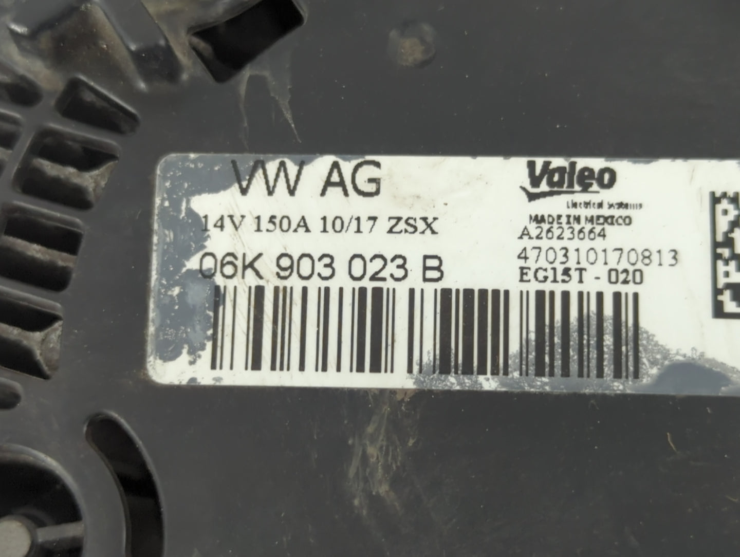 2013-2017 Volkswagen Beetle Alternator Replacement Generator Charging Assembly Engine OEM P/N:06K 903 023 B Fits OEM Used Au