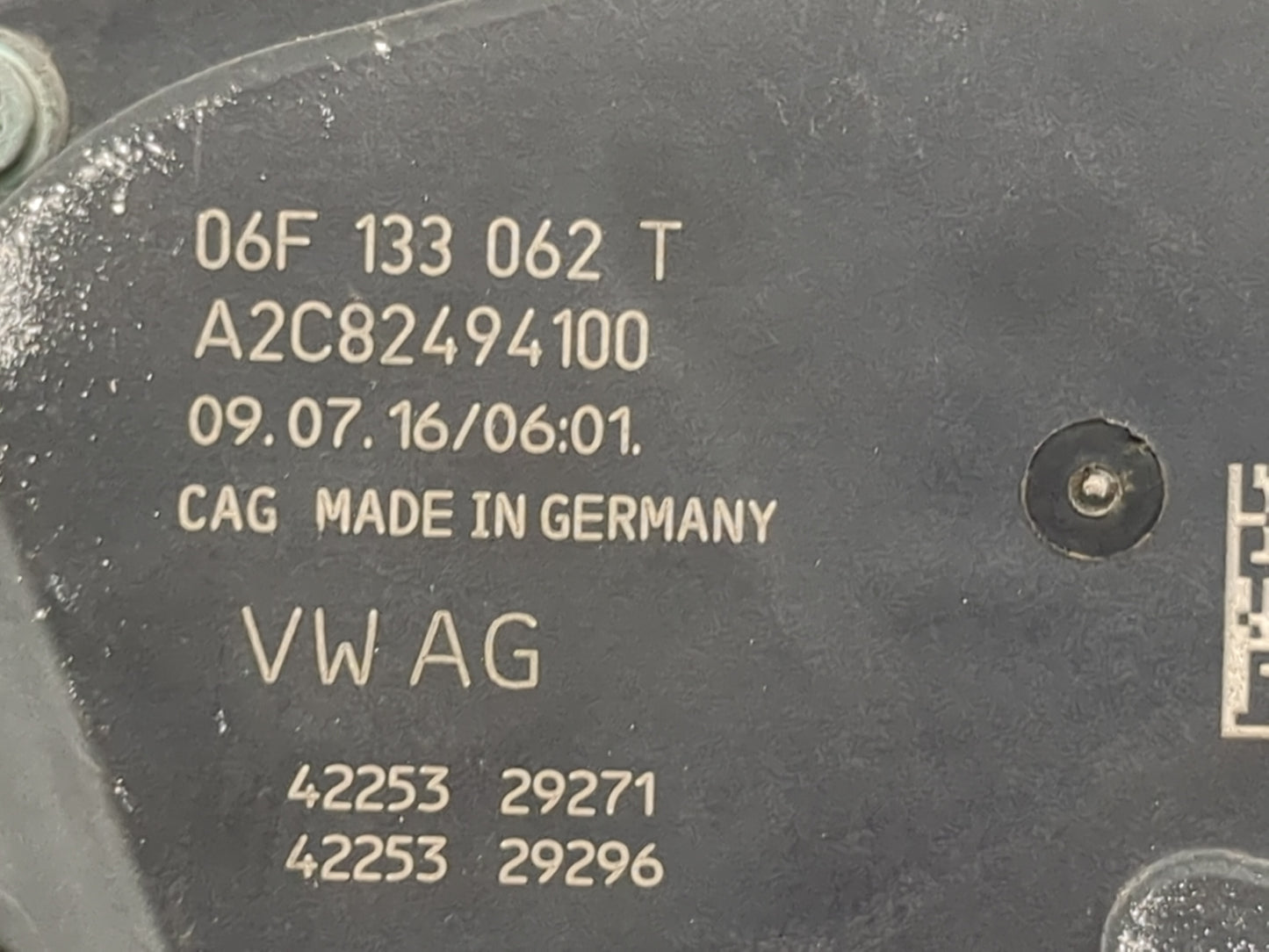 2013-2019 Volkswagen Golf Throttle Body P/N:06F133062T A2C82494100 Fits OEM Used Auto Parts - Oemusedautoparts1.com