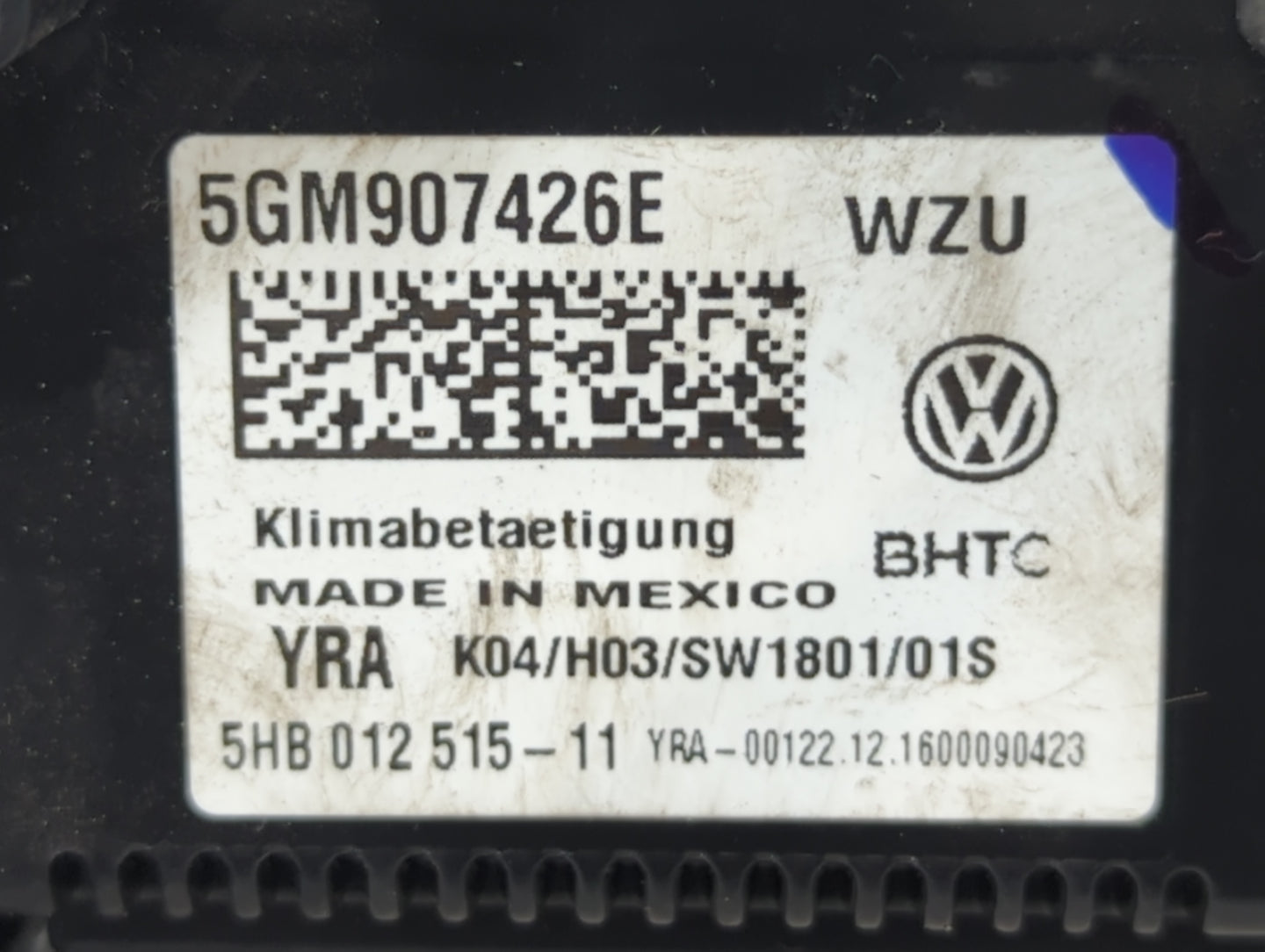 2017 Volkswagen Golf Climate Control Module Temperature AC/Heater Replacement P/N:5GM907426E Fits OEM Used Auto Parts - Oemu