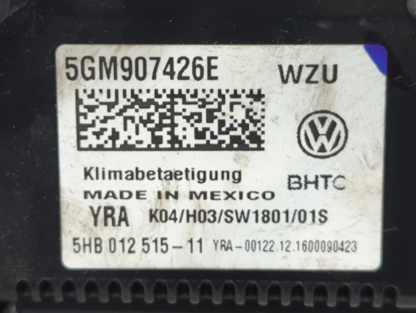 2017 Volkswagen Golf Climate Control Module Temperature AC/Heater Replacement P/N:5GM907426E Fits OEM Used Auto Parts - Oemu