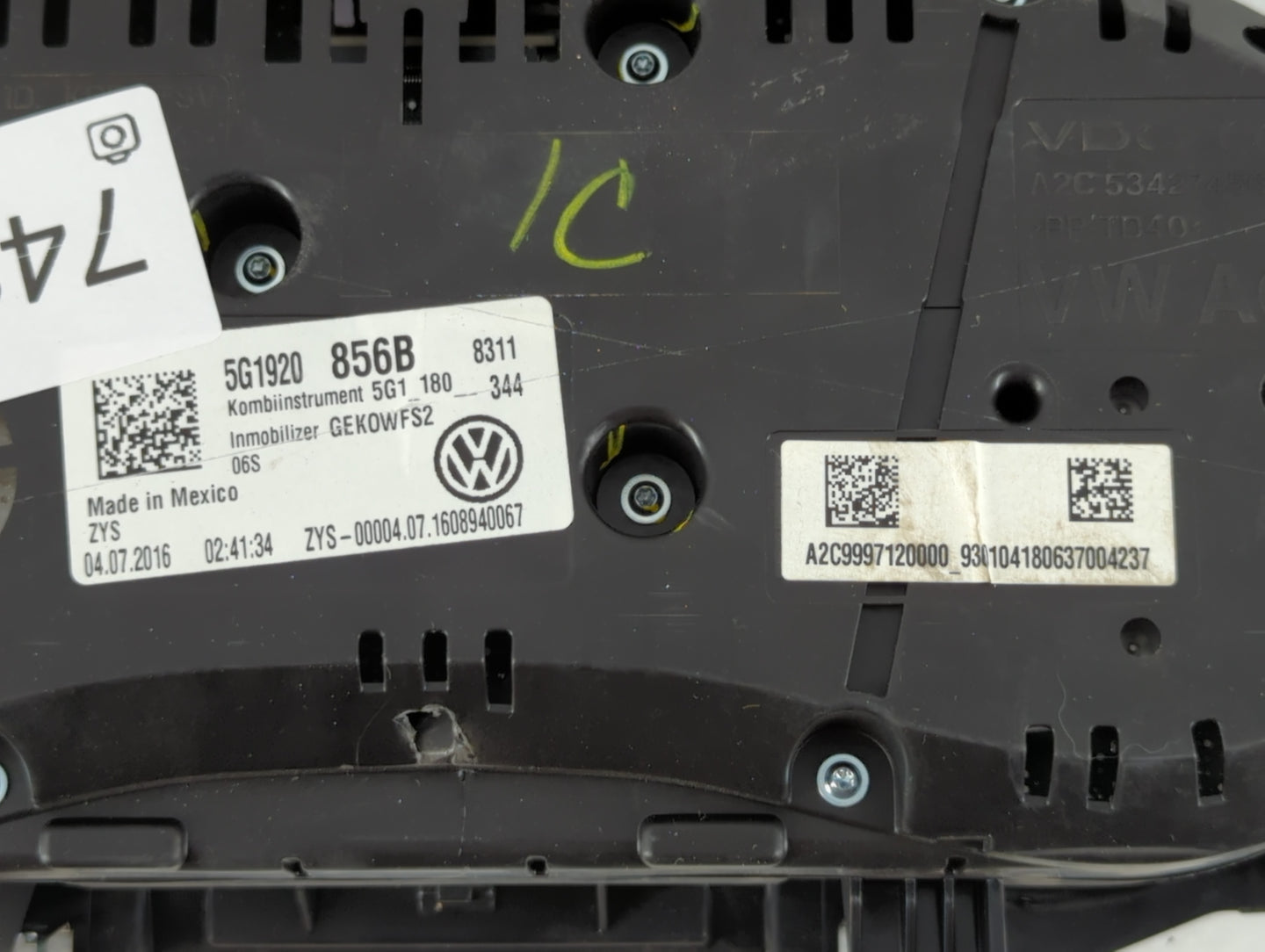 2017 Volkswagen Golf Instrument Cluster Speedometer Gauges P/N:A2C9997120000 5G1920 856B Fits OEM Used Auto Parts - Oemuseda