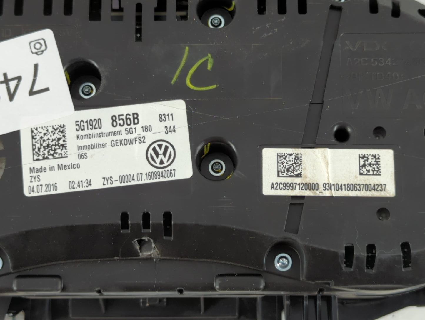 2017 Volkswagen Golf Instrument Cluster Speedometer Gauges P/N:A2C9997120000 5G1920 856B Fits OEM Used Auto Parts - Oemuseda