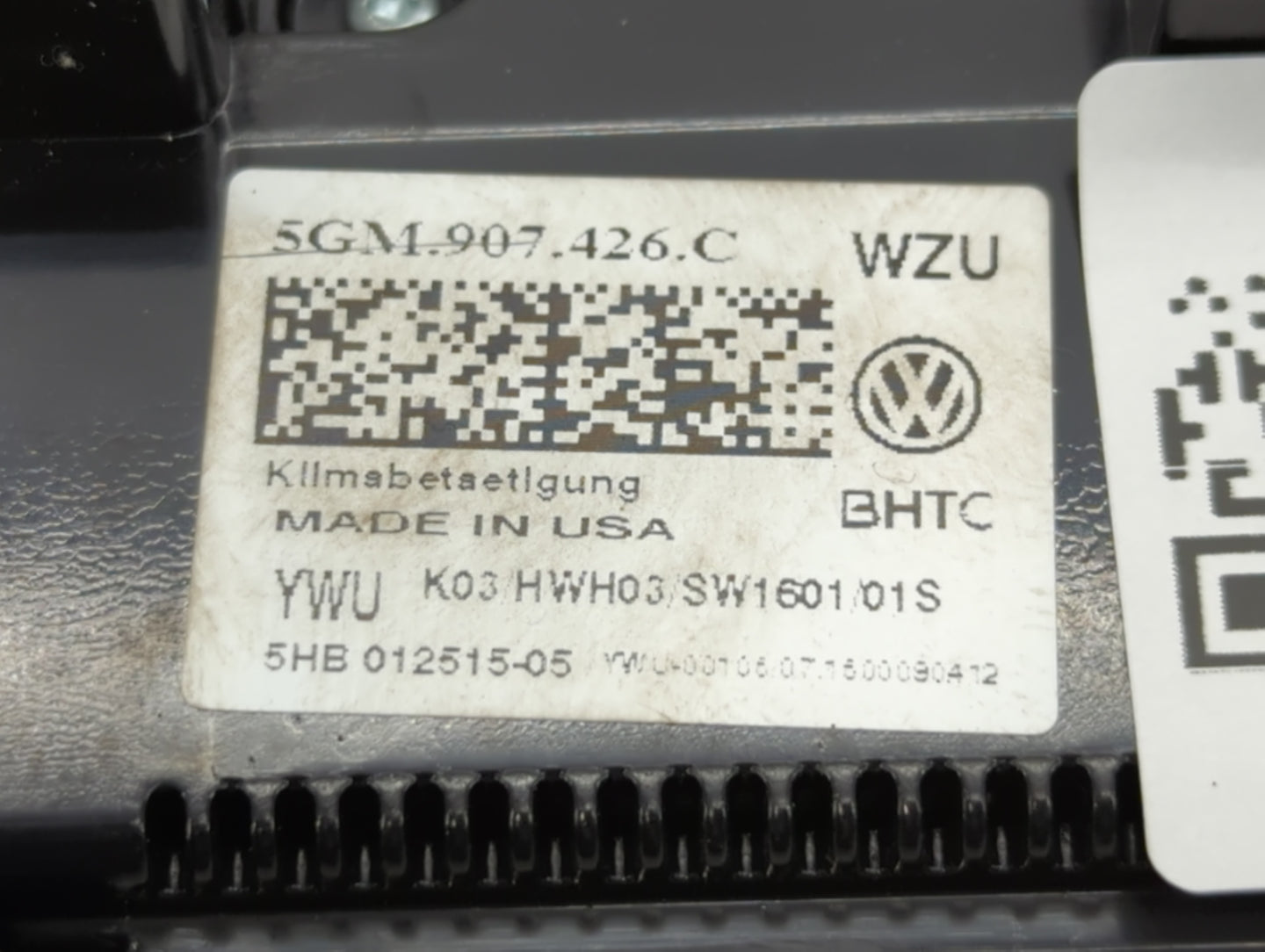 2017 Volkswagen Golf Climate Control Module Temperature AC/Heater Replacement P/N:5GM 907 426 C GHB 012515-05 Fits OEM Used 