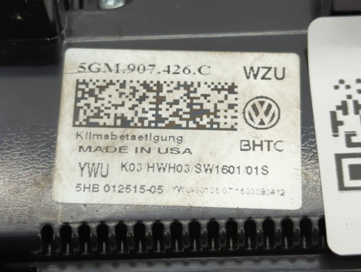 2017 Volkswagen Golf Climate Control Module Temperature AC/Heater Replacement P/N:5GM 907 426 C GHB 012515-05 Fits OEM Used 