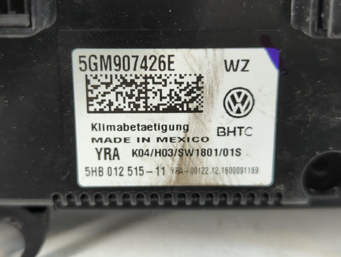 2017 Volkswagen Golf Climate Control Module Temperature AC/Heater Replacement P/N:5GM907426E Fits OEM Used Auto Parts - Oemu