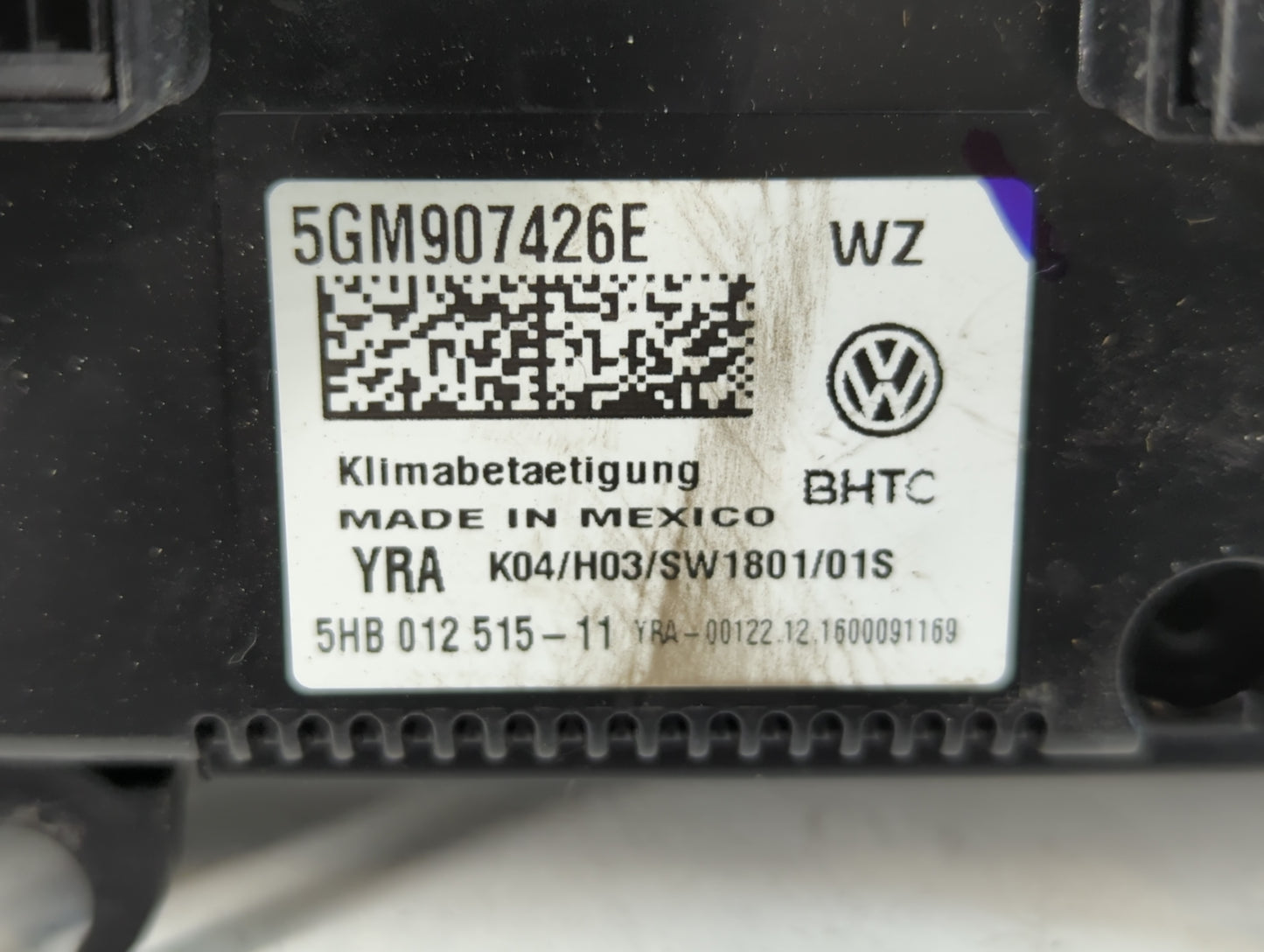 2017 Volkswagen Golf Climate Control Module Temperature AC/Heater Replacement P/N:5GM907426E Fits OEM Used Auto Parts - Oemu