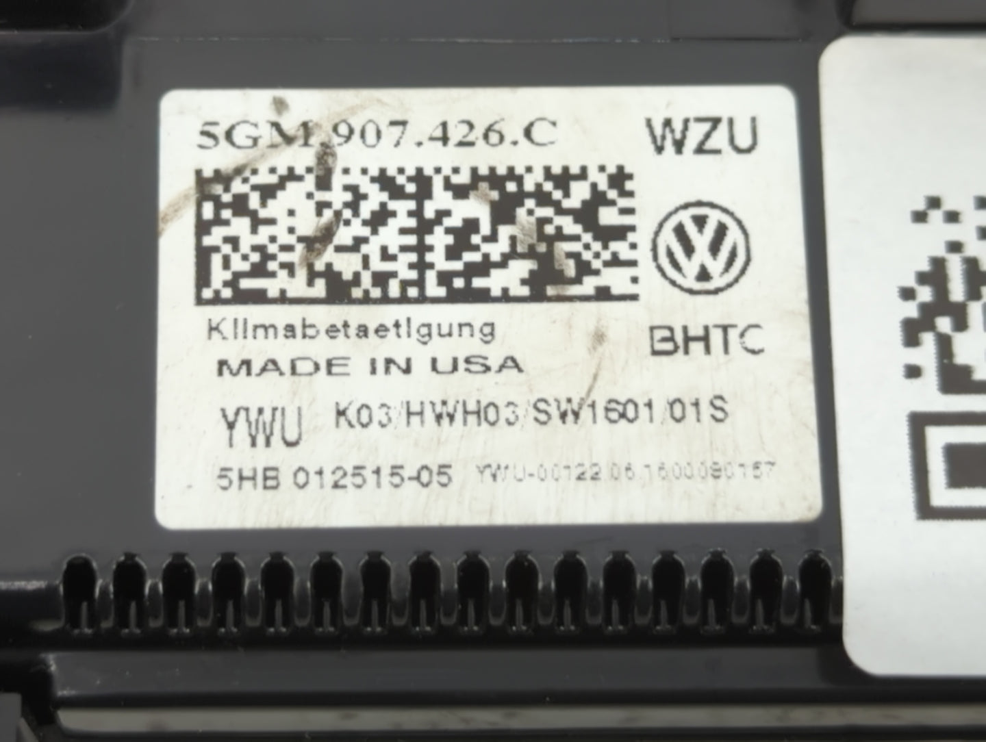 2017 Volkswagen Golf Sportwagen Climate Control Module Temperature AC/Heater Replacement P/N:5HB 012515-05 5GM907426E Fits O