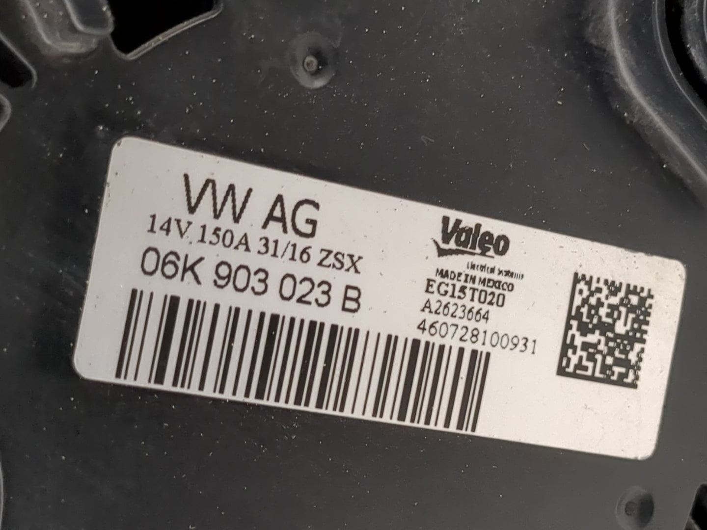 2013-2017 Volkswagen Jetta Alternator Replacement Generator Charging Assembly Engine OEM P/N:A2623664 EG15T020 Fits OEM Used