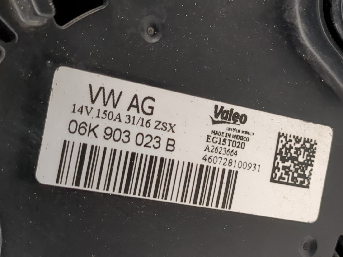 2013-2017 Volkswagen Jetta Alternator Replacement Generator Charging Assembly Engine OEM P/N:A2623664 EG15T020 Fits OEM Used