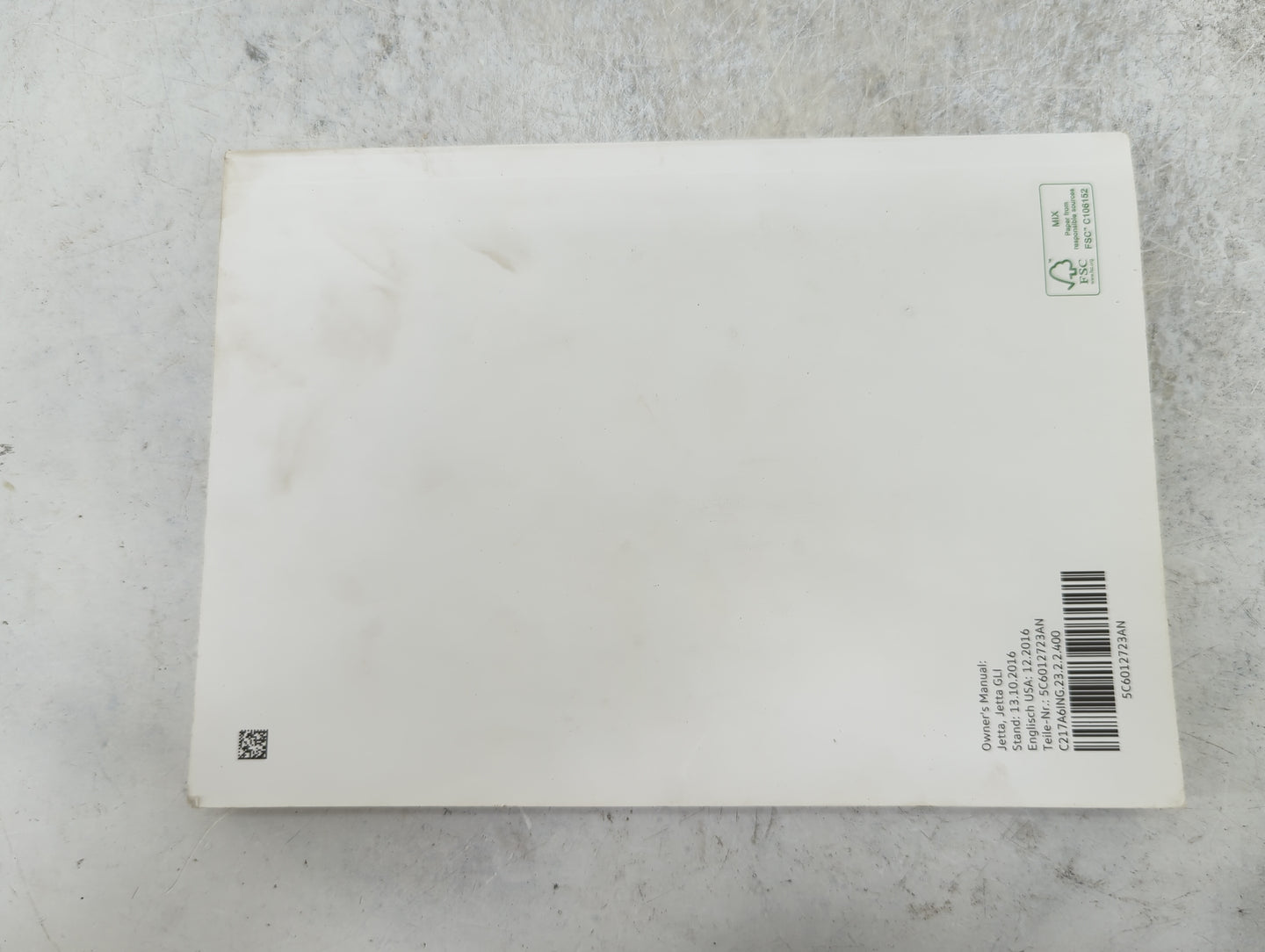 2017 Volkswagen Jetta Owners Manual Book Guide P/N:5C6012723AN OEM Used Auto Parts - Oemusedautoparts1.com