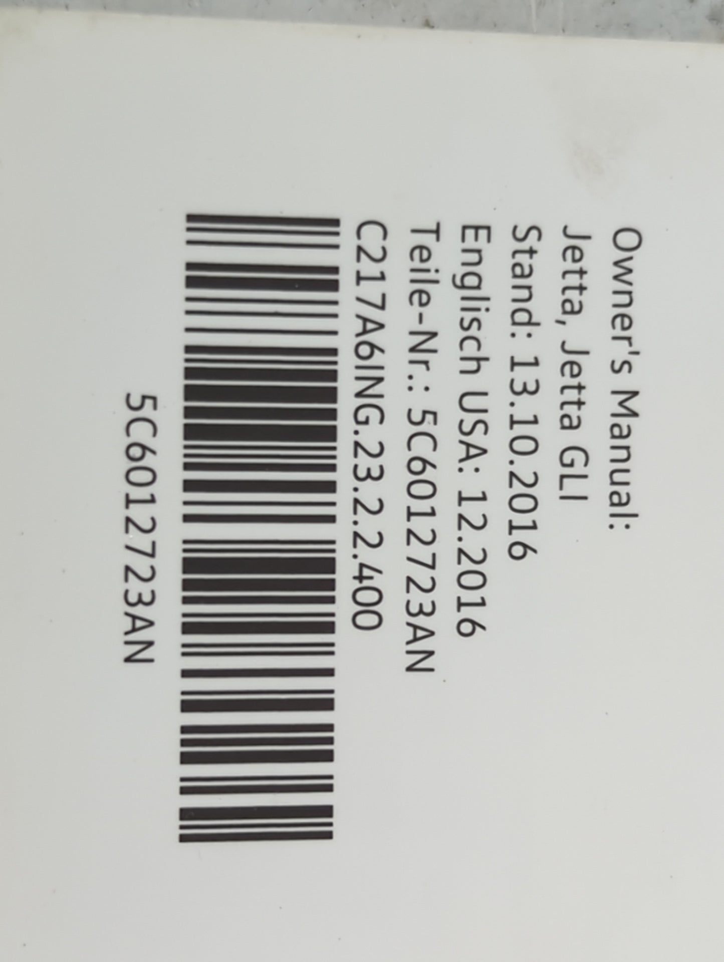 2017 Volkswagen Jetta Owners Manual Book Guide P/N:5C6012723AN OEM Used Auto Parts - Oemusedautoparts1.com