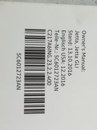 2017 Volkswagen Jetta Owners Manual Book Guide P/N:5C6012723AN OEM Used Auto Parts - Oemusedautoparts1.com
