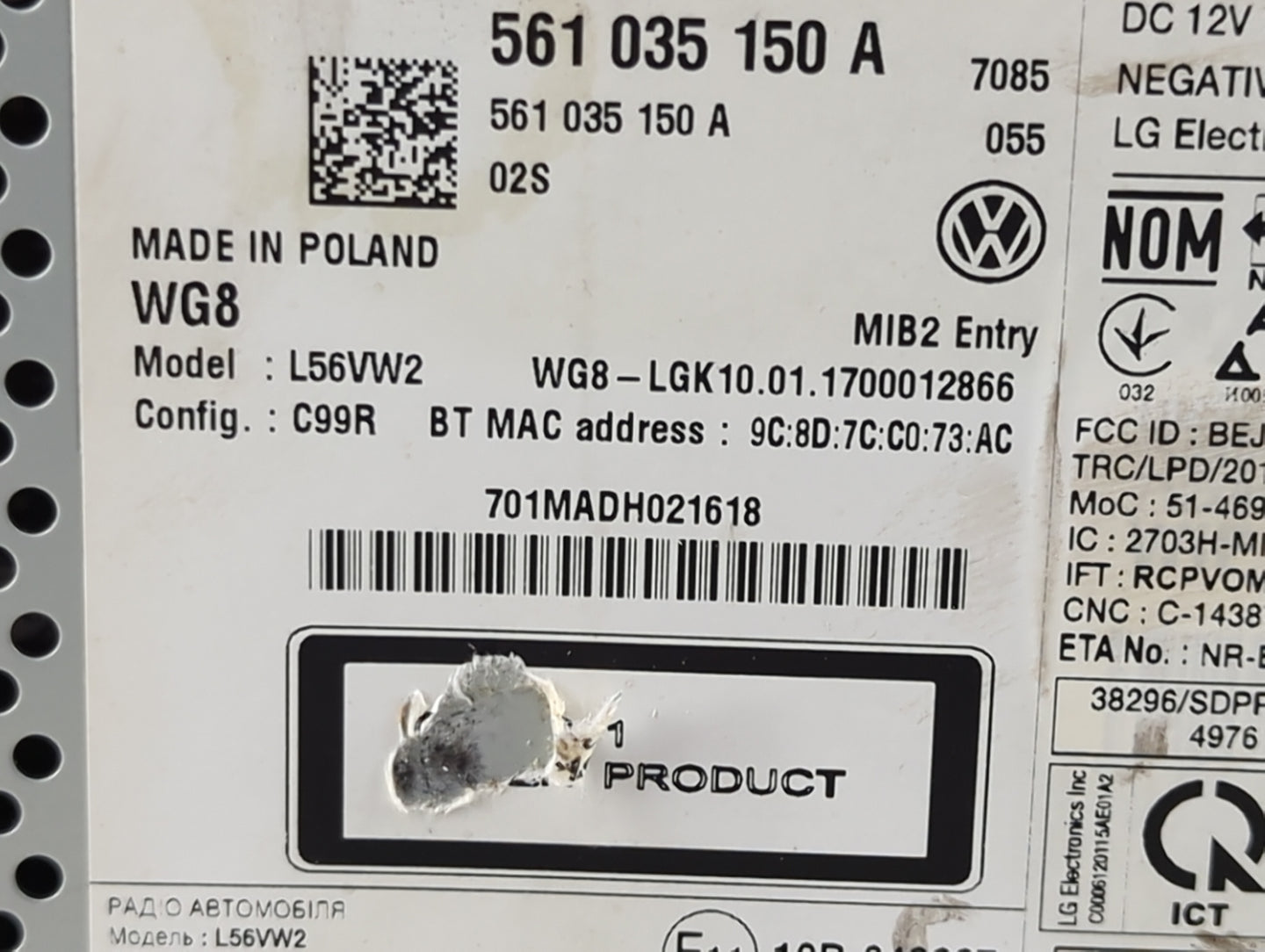 2014-2017 Volkswagen Jetta Radio AM FM Cd Player Receiver Replacement P/N:561035150A L56VW2 Fits Fits 2013 2014 2015 2016 20