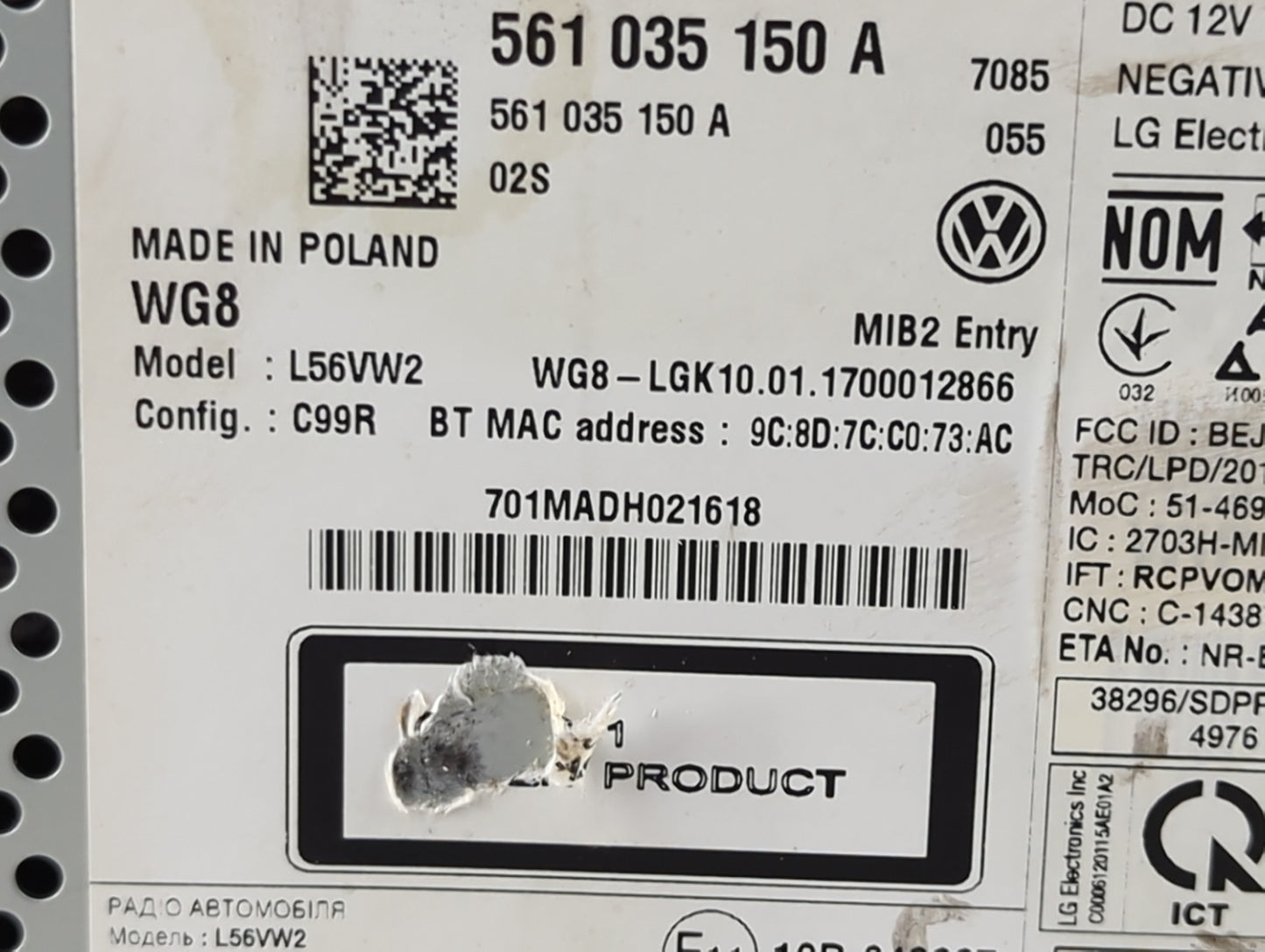 2014-2017 Volkswagen Jetta Radio AM FM Cd Player Receiver Replacement P/N:561035150A L56VW2 Fits Fits 2013 2014 2015 2016 20