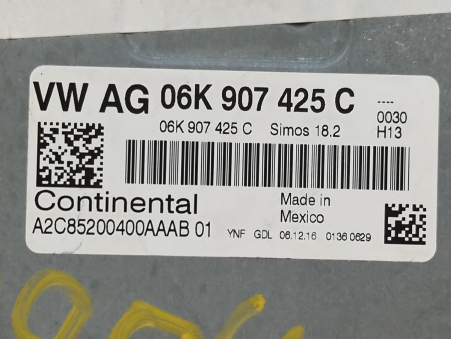 2015-2017 Volkswagen Jetta PCM Engine Control Computer ECU ECM PCU OEM P/N:09G 927 158 BC 06K 907 425 C Fits Fits 2015 2016 