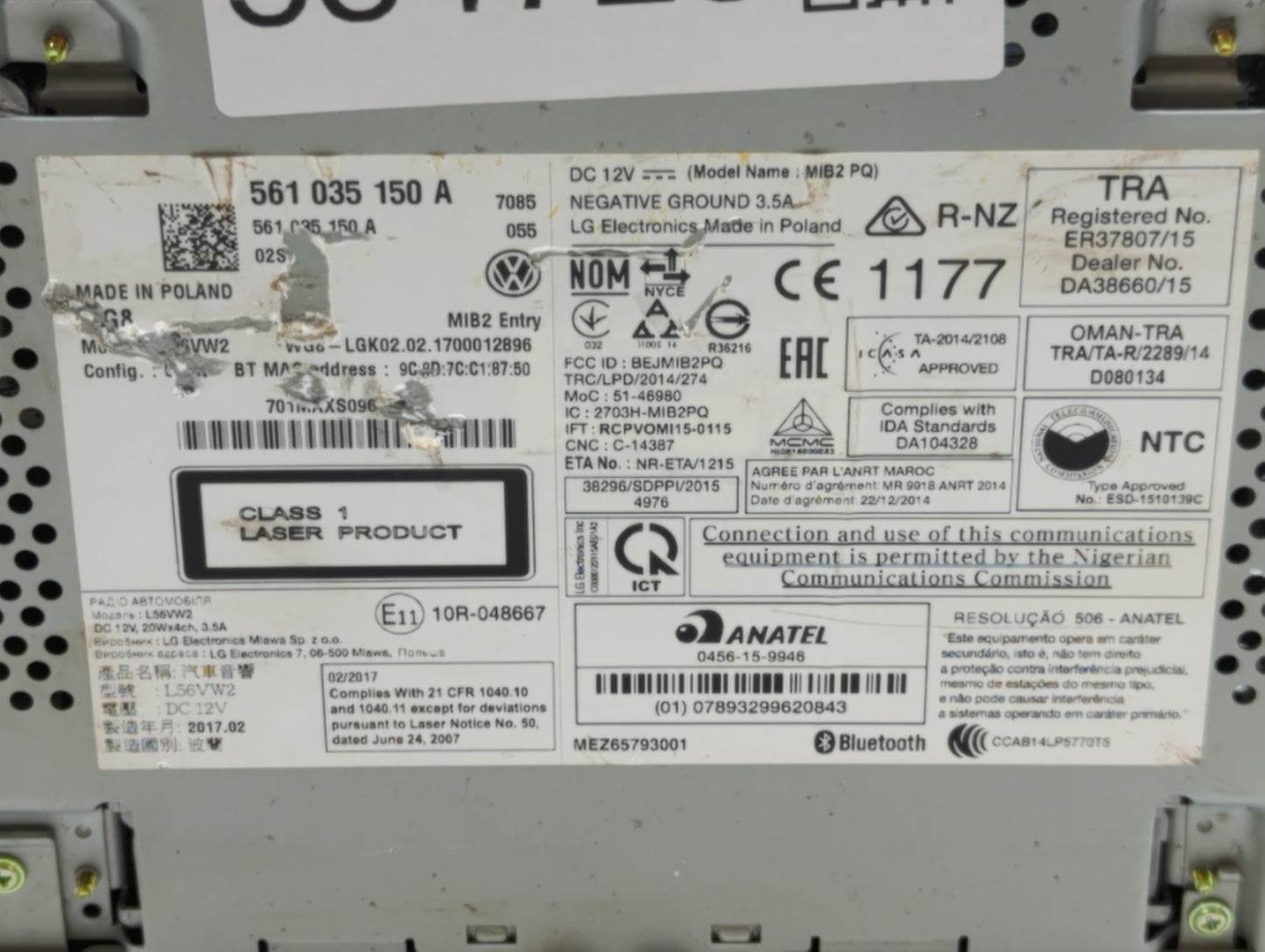 2017-2017 Volkswagen Jetta Am Fm Cd Player Radio Receiver - Oemusedautoparts1.com