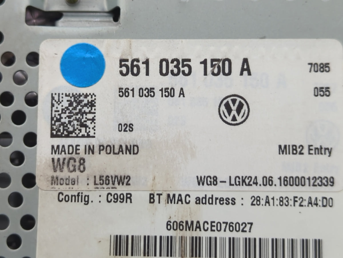 2017 Volkswagen Jetta Radio AM FM Cd Player Receiver Replacement P/N:561 035 150 A Fits OEM Used Auto Parts - Oemusedautopar