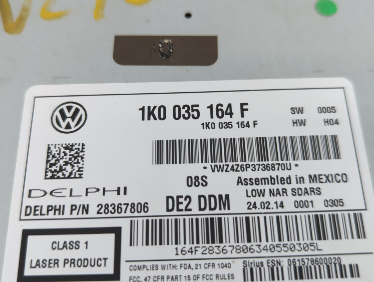 2015-2017 Volkswagen Jetta Radio AM FM Cd Player Receiver Replacement P/N:1K0035164F Fits Fits 2015 2016 2017 OEM Used Auto 