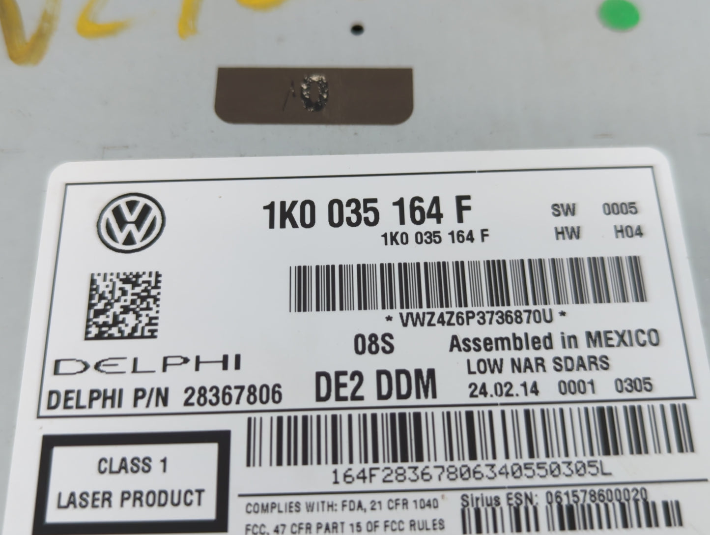 2015-2017 Volkswagen Jetta Radio AM FM Cd Player Receiver Replacement P/N:1K0035164F Fits Fits 2015 2016 2017 OEM Used Auto 