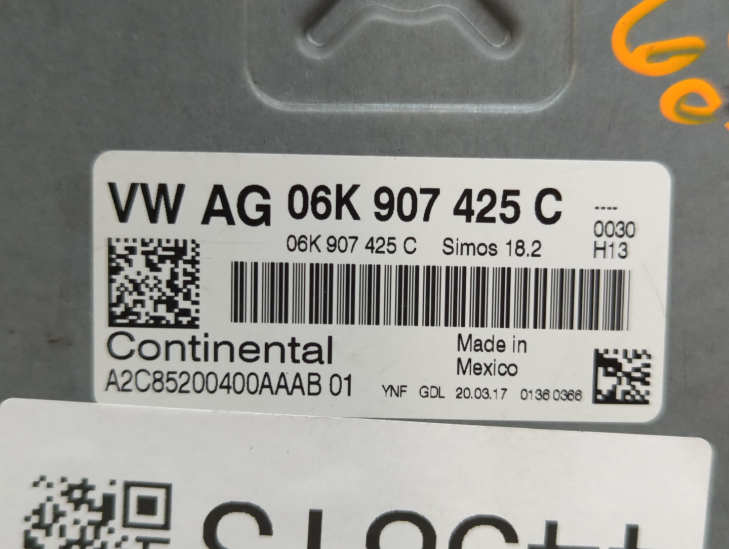 2017 Volkswagen Passat PCM Engine Control Computer ECU ECM PCU OEM P/N:06K 907 425 C Fits OEM Used Auto Parts - Oemusedautop