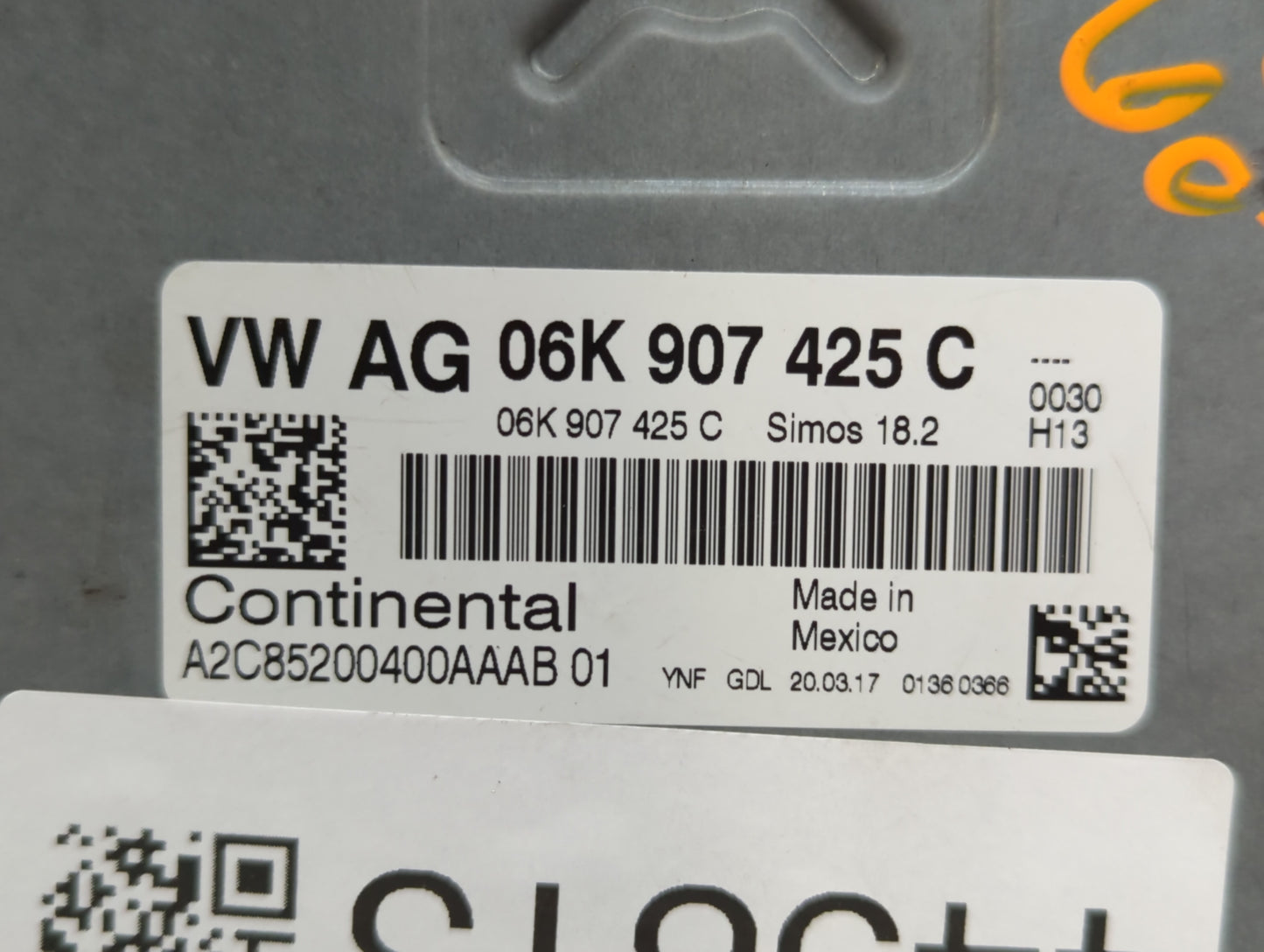 2017 Volkswagen Passat PCM Engine Control Computer ECU ECM PCU OEM P/N:06K 907 425 C Fits OEM Used Auto Parts - Oemusedautop