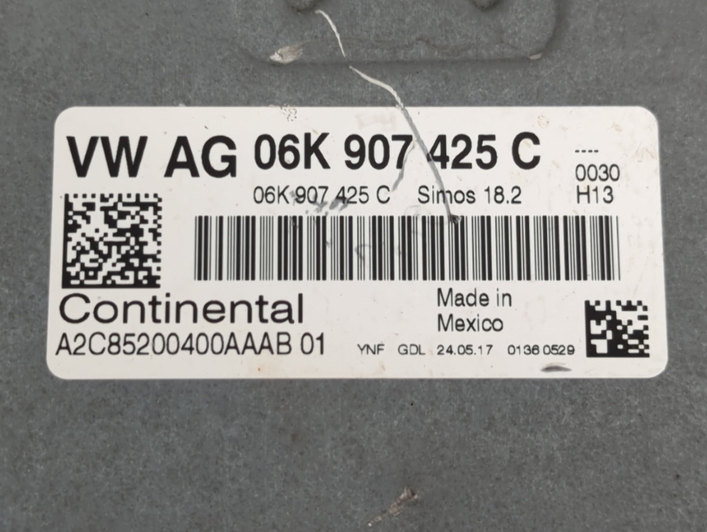 2017 Volkswagen Passat Passat PCM Engine Control Computer ECU ECM PCU OEM P/N:06K 907 425 C Fits OEM Used Auto Parts - Oemus