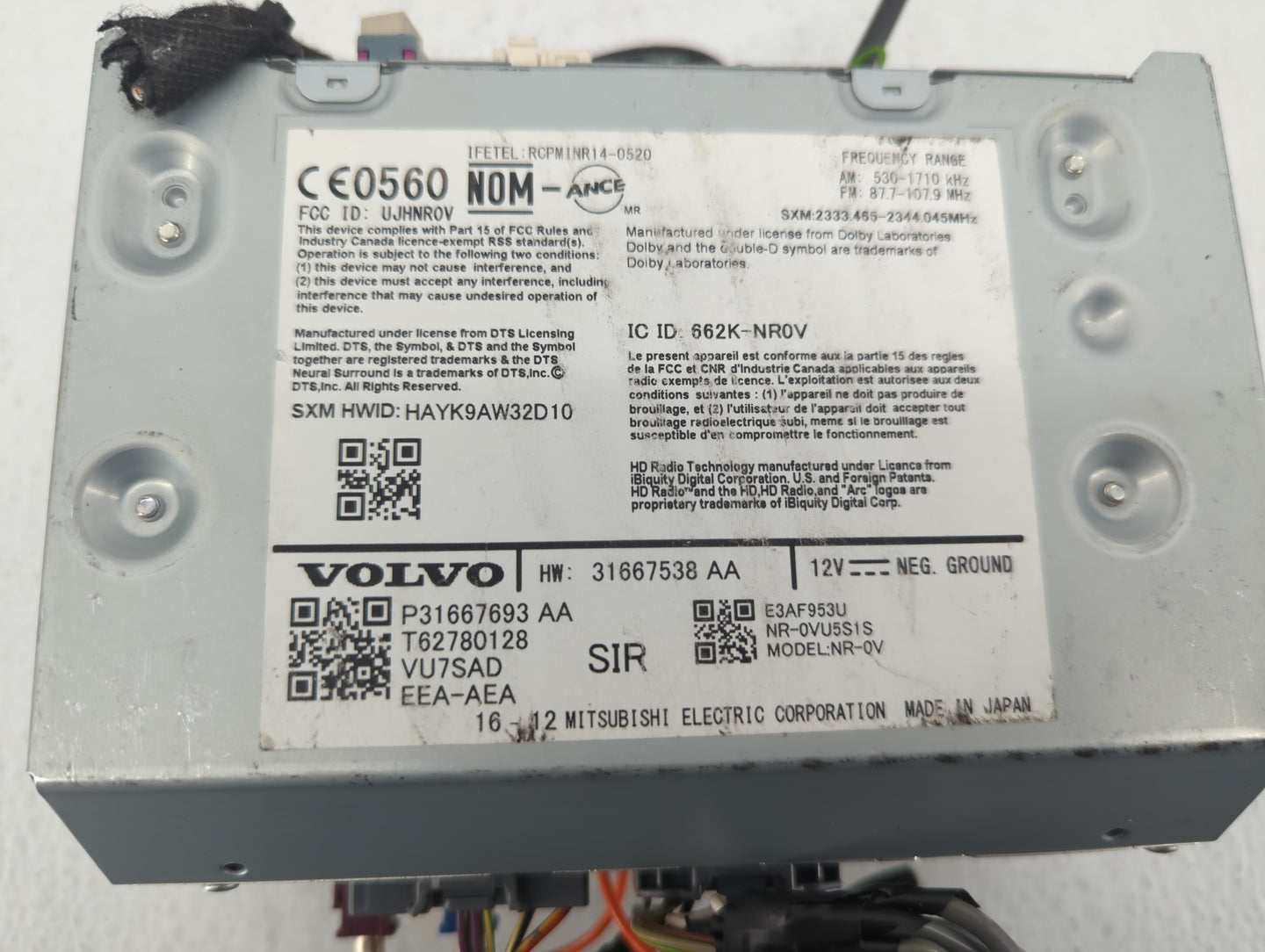 2017 Volvo Xc90 Radio AM FM Cd Player Receiver Replacement P/N:42532849 Fits OEM Used Auto Parts - Oemusedautoparts1.com