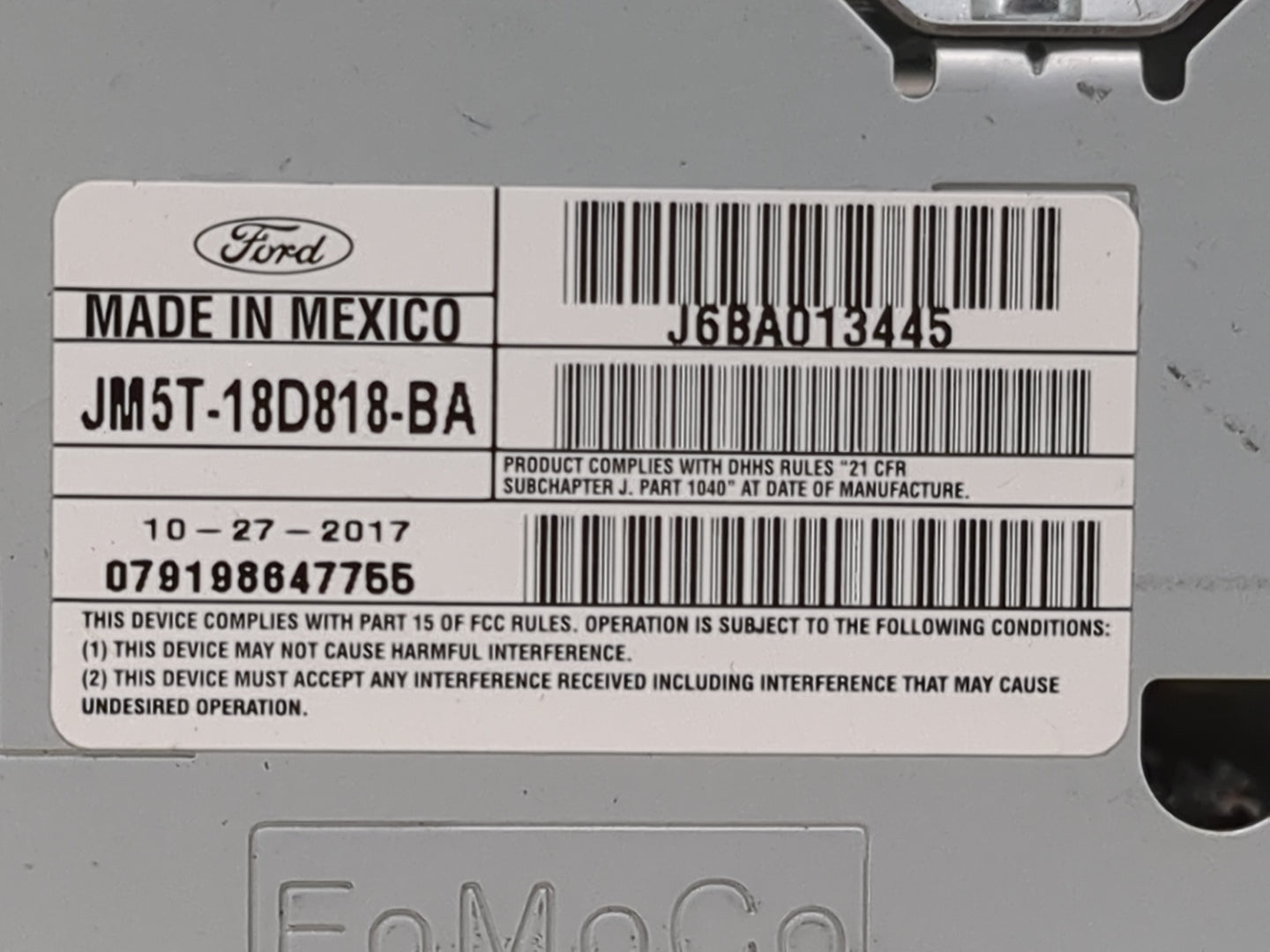 2018 Focus Radio AM FM Cd Player Receiver Replacement Fits Fits 2017 OEM Used Auto Parts - Oemusedautoparts1.com