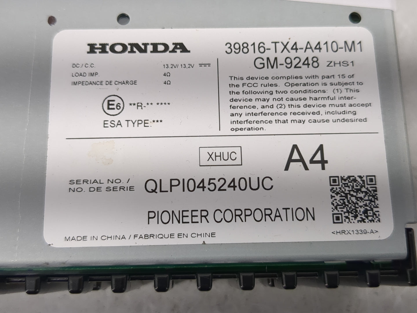 2017-2018 Acura Rdx Radio AM FM Cd Player Receiver Replacement P/N:39816-TX4-A410-M1 Fits Fits 2017 2018 OEM Used Auto Parts