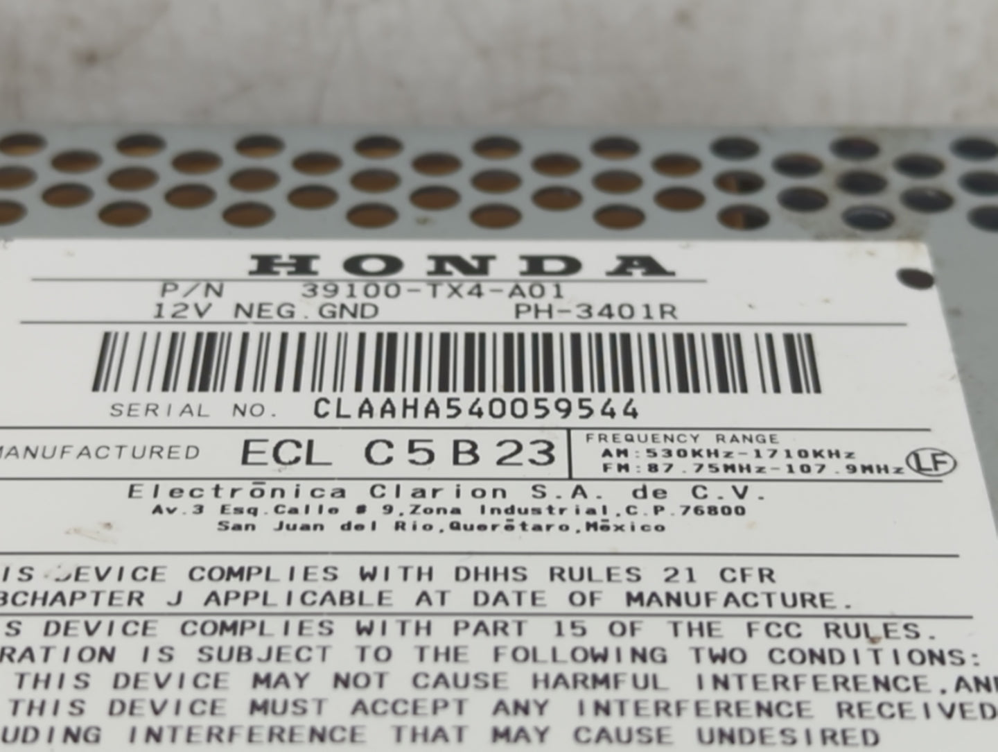 2013-2018 Acura Rdx Radio AM FM Cd Player Receiver Replacement P/N:39100-TX4-A01 Fits Fits 2013 2014 2015 2016 2017 2018 OEM