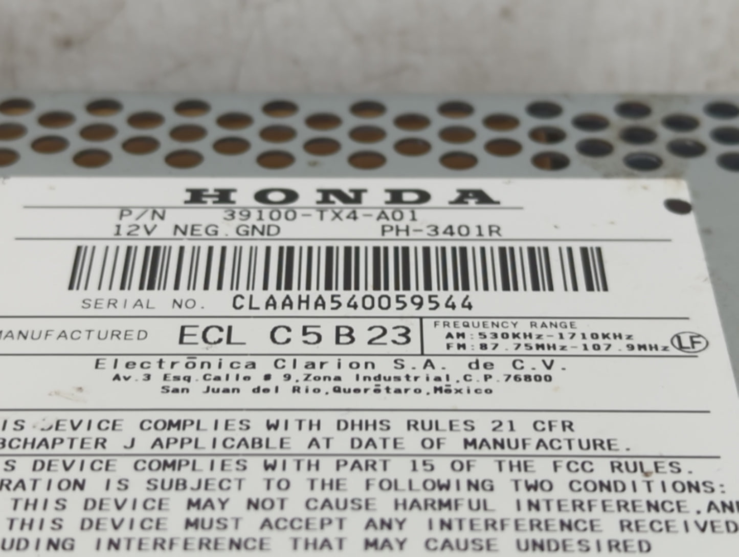 2013-2018 Acura Rdx Radio AM FM Cd Player Receiver Replacement P/N:39100-TX4-A01 Fits Fits 2013 2014 2015 2016 2017 2018 OEM