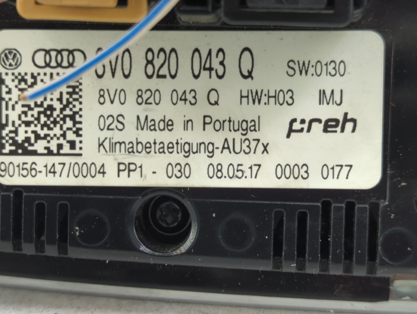 2015-2018 Audi A3 Climate Control Module Temperature AC/Heater Replacement P/N:8V0820043Q Fits Fits 2015 2016 2017 2018 OEM 